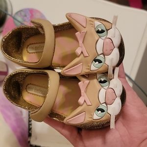 Mini Melissa HTF Gold Glitter Ultragirl Kitty Cat